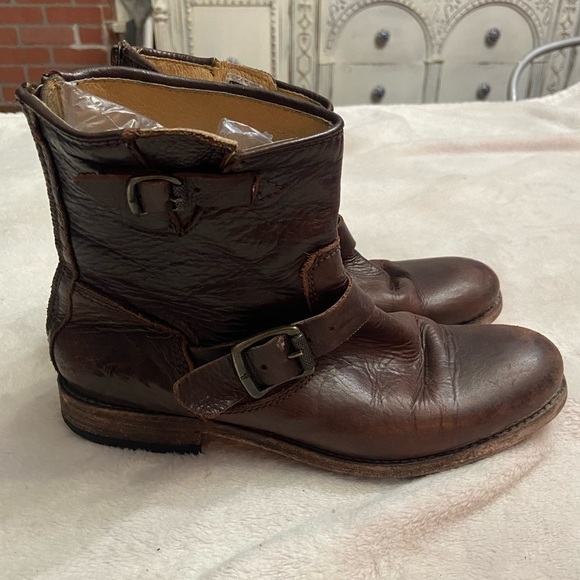 Frye Tyler SVL Engineer Brown Leather Ankle Boots Size 7.5 - Picture 8 of 11
